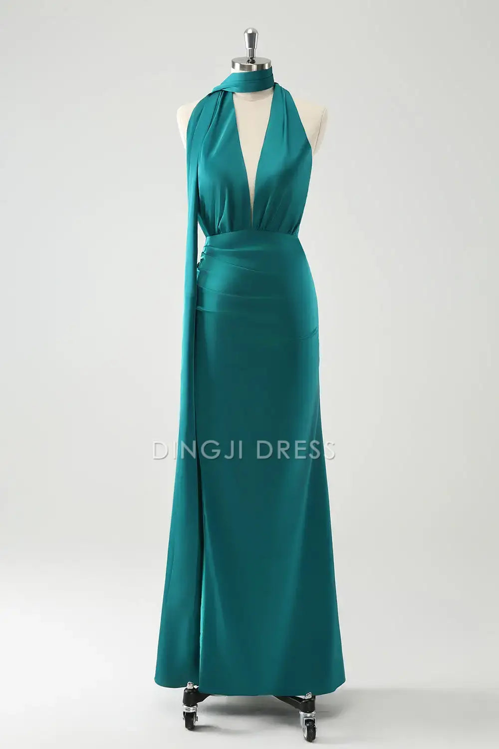 DingJiDress Sheath Halter Deep V-Neck Backless With Slit Backless Fashion Party Dress Hot Sale Prom Dress