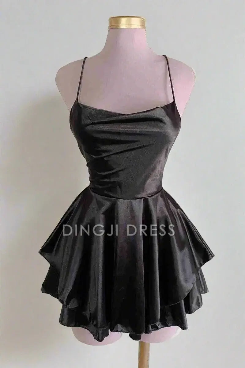 DingJiDress Short Dress Charming A-Line Spaghetti Strap Lace-Up Backless Simple Sexy Short Party Dress Hot Sale Homecoming Dress