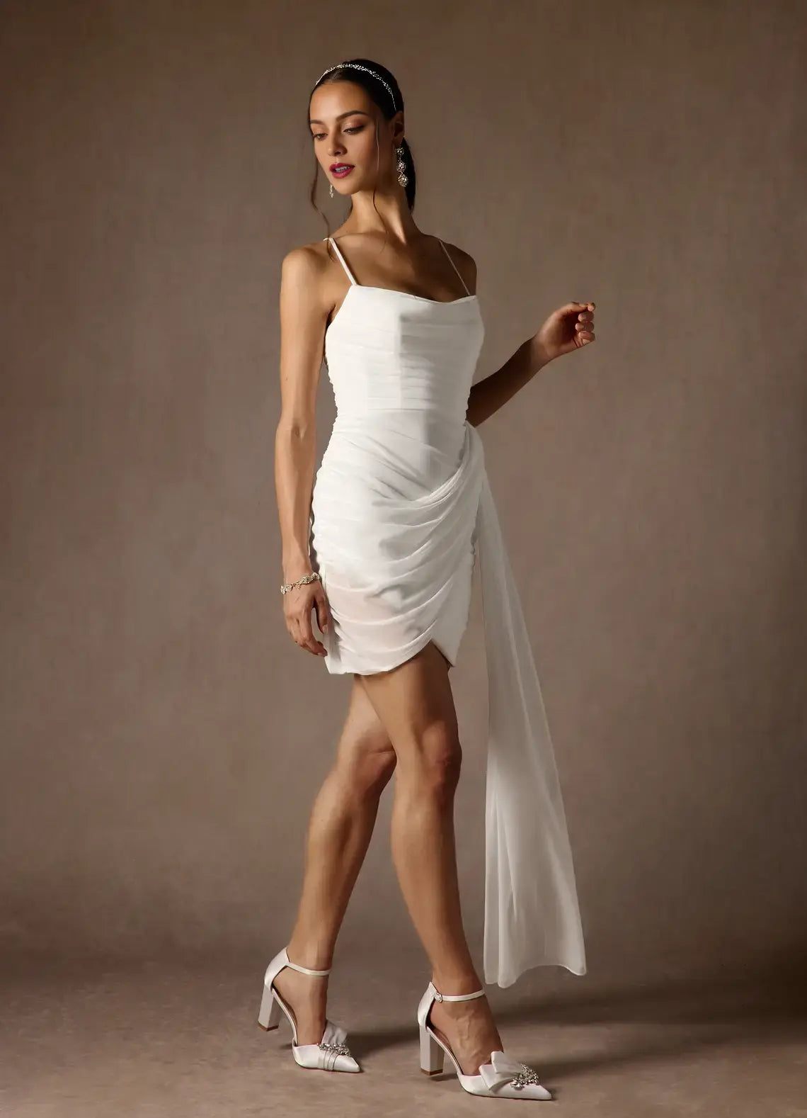 DingJiDress Short Prom Dress Sheath Cowl Neckline Spaghetti Strap Pleated Flutter Belt Fashion Hot Sale Homecoming Dress