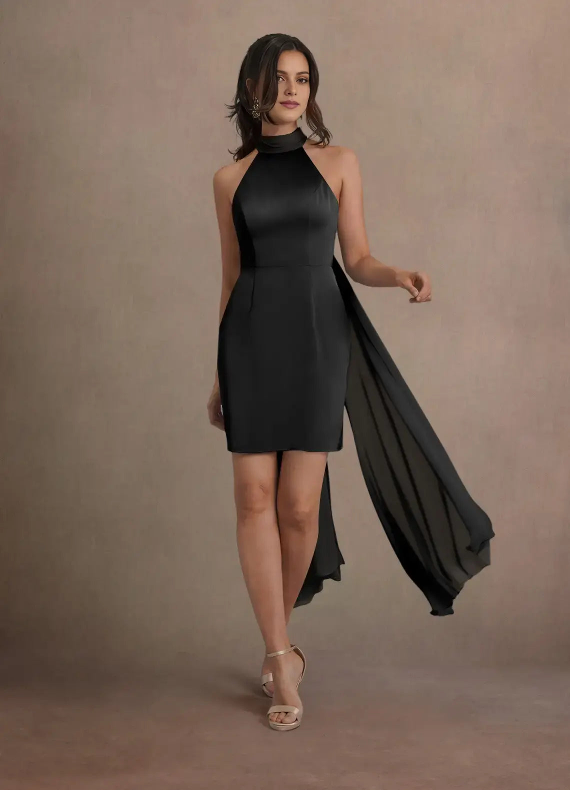 DingJiDress Short Prom Dress Sheath Halter Sleeveless Backless Flutter Belt Fashion Hot Sale Homecoming Dress