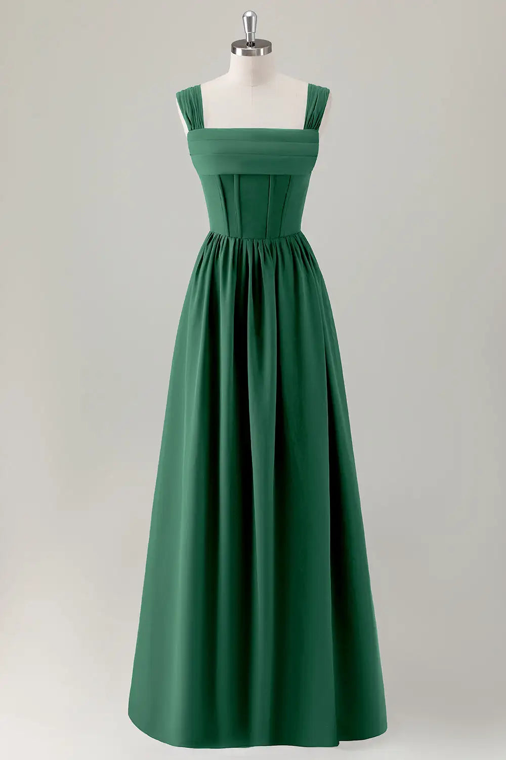 DingJiDress Hot Sale Prom Dress A-Line Square Neck Pleated Corset Lace Up Back Elegant Long Formal Dresses