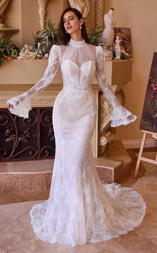 DingJiDress Hot Sale Wedding Dress Elegant Mermaid Sweetheart Long Sleeves Lace Two Dressing Styles Unique Fashion Formal Wear Dresses