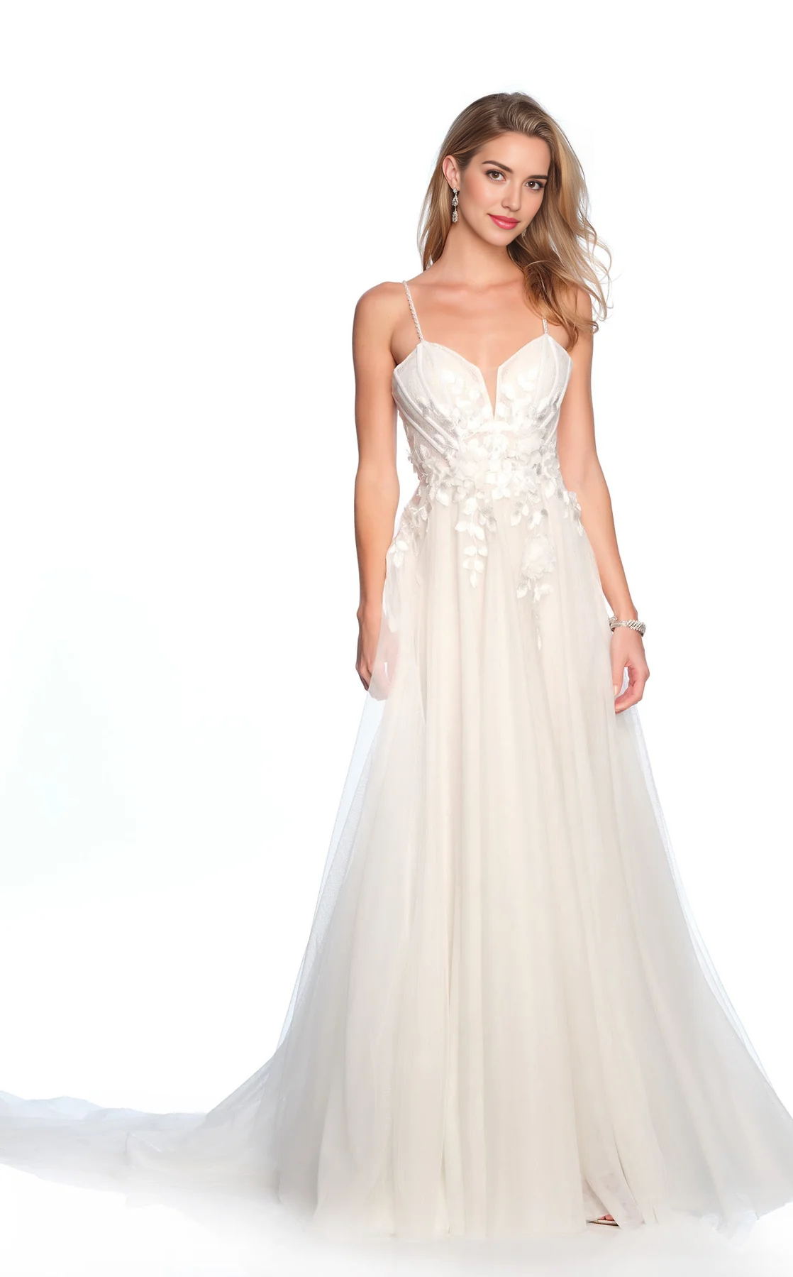 DingJiDress Hot Sale Wedding Dress Exquisite A Line V Neck Spaghetti Strap Flower Backless Floor-length Fantastic Formal Wear Dresses