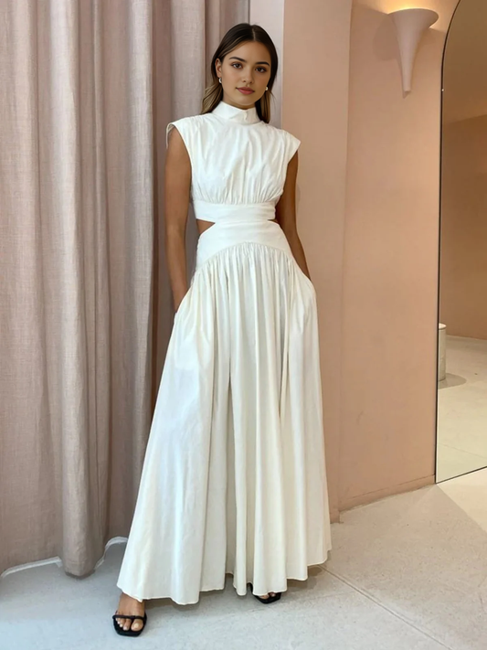 DingJiDress Party Dress Elegant A Line Mock Neck Sleeveless Cut Out Fashion Long Dress Hot Sale Prom Dress