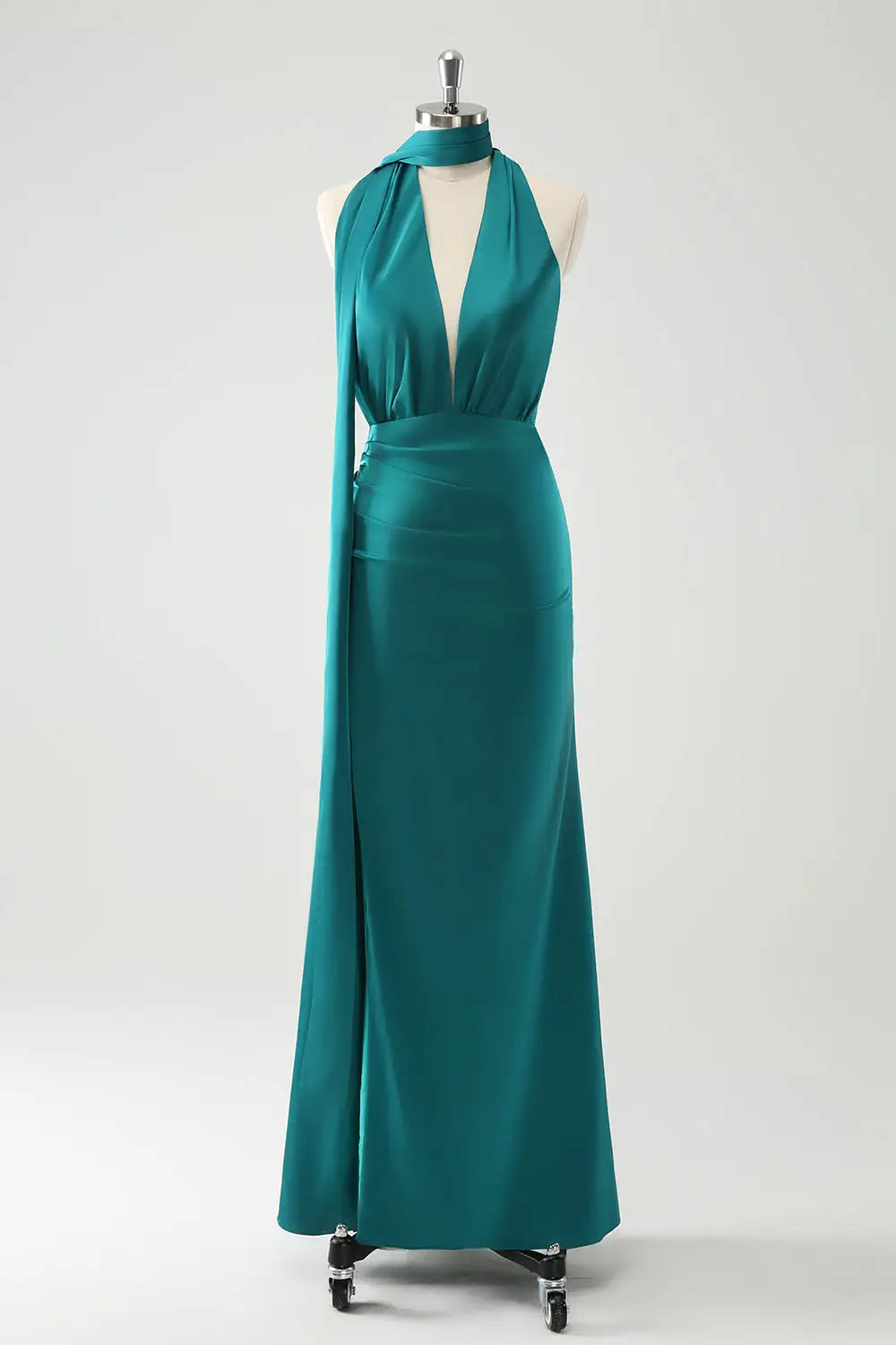 DingJiDress Sheath Halter Deep V-Neck Backless With Slit Backless Fashion Party Dress Hot Sale Prom Dress