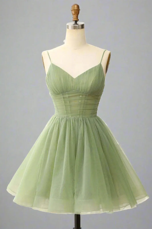 DingJiDress Short Dress Elegant A-Line V-Neck Spaghetti Strap Pleated Fashion Hot Sale Homecoming Dress