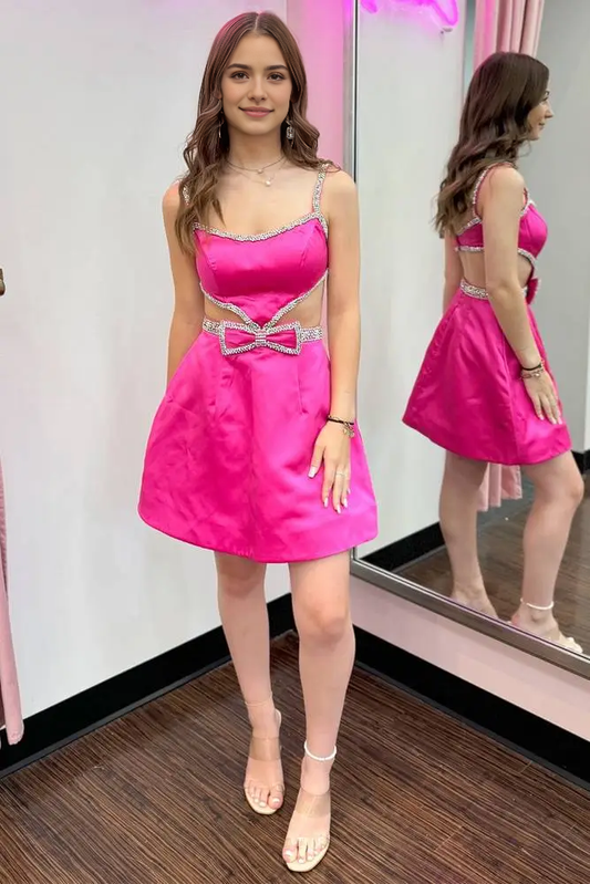 DingJiDress Short Dress Sparkle A-Line Spaghetti Strap Backless Beaded Fashion Hot Sale Homecoming Dress