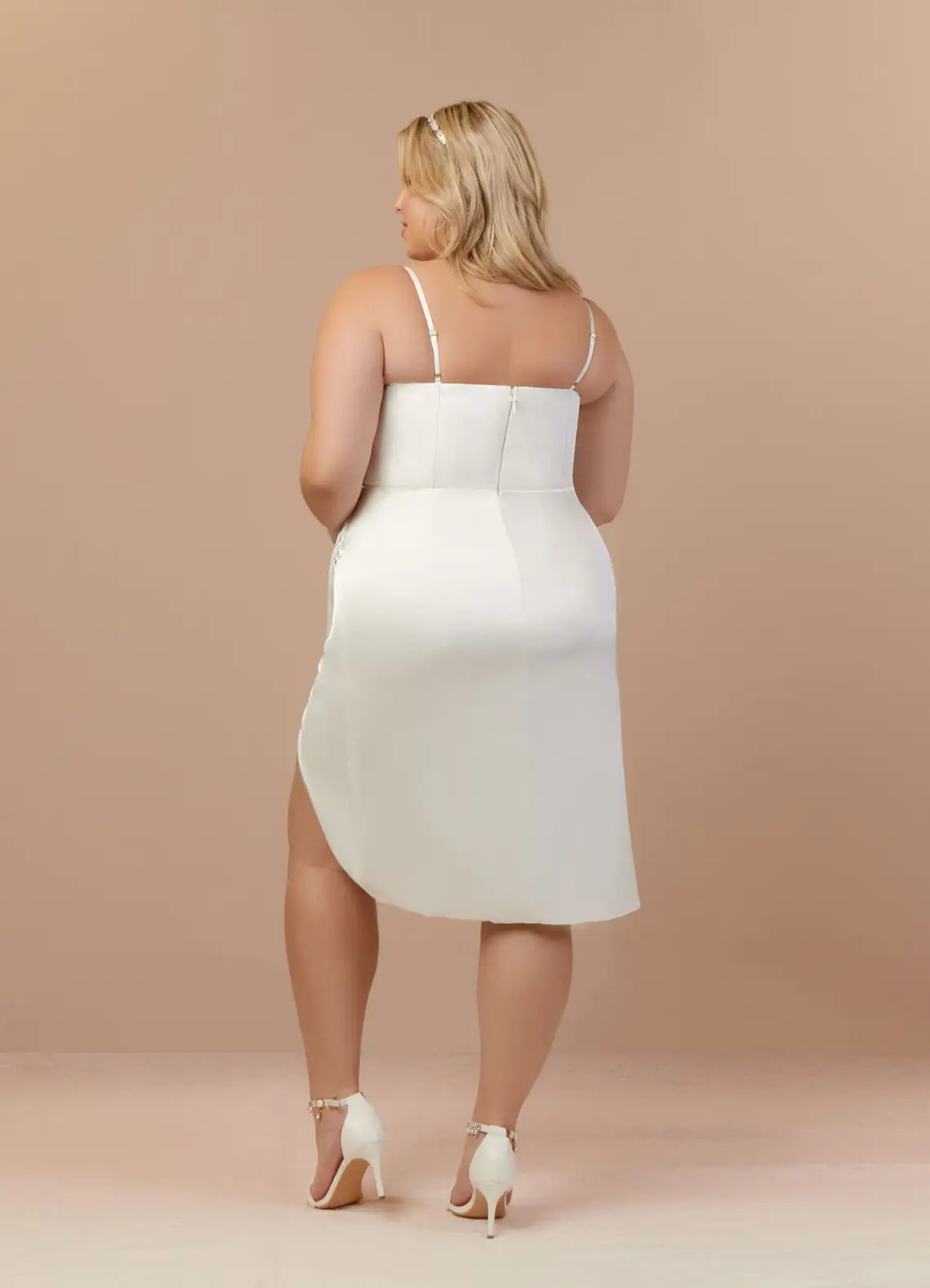 DingJiDress Short Prom Dress Elegant Sheath Cowl Neckline Spaghetti Strap Pleated Knee Length Midi Skirt Leg Slit Simple Plus Size Dress Hot Sale Homecoming Dress