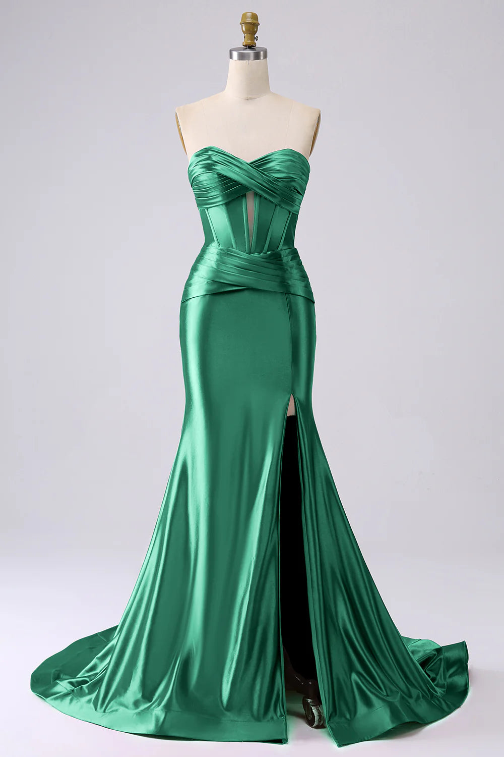 DingJiDress Sparkly Darrk Navy Mermaid Sweetheart Corset Long Prom Dress with Slit