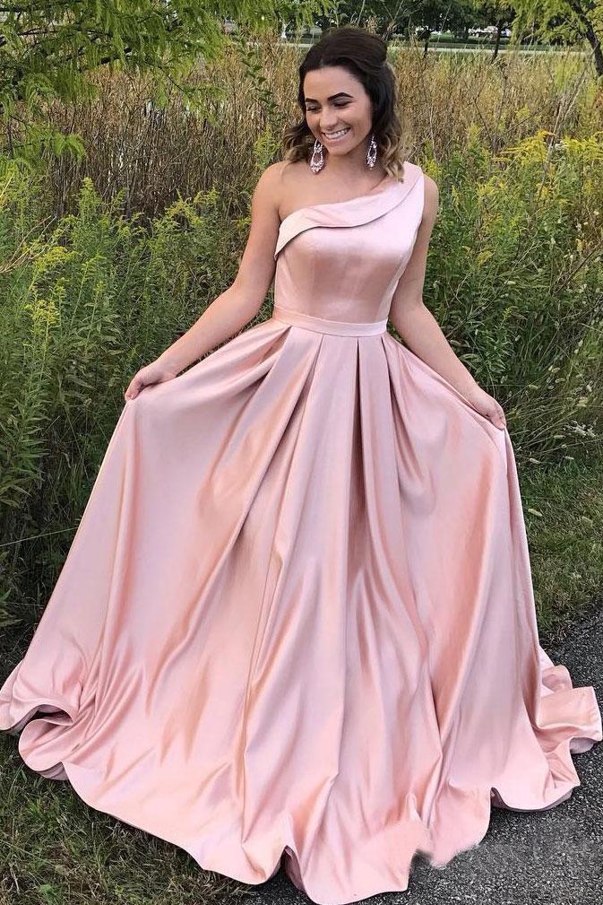 DingJiDress Prom Dresses with Pockets A Line One Shoulder