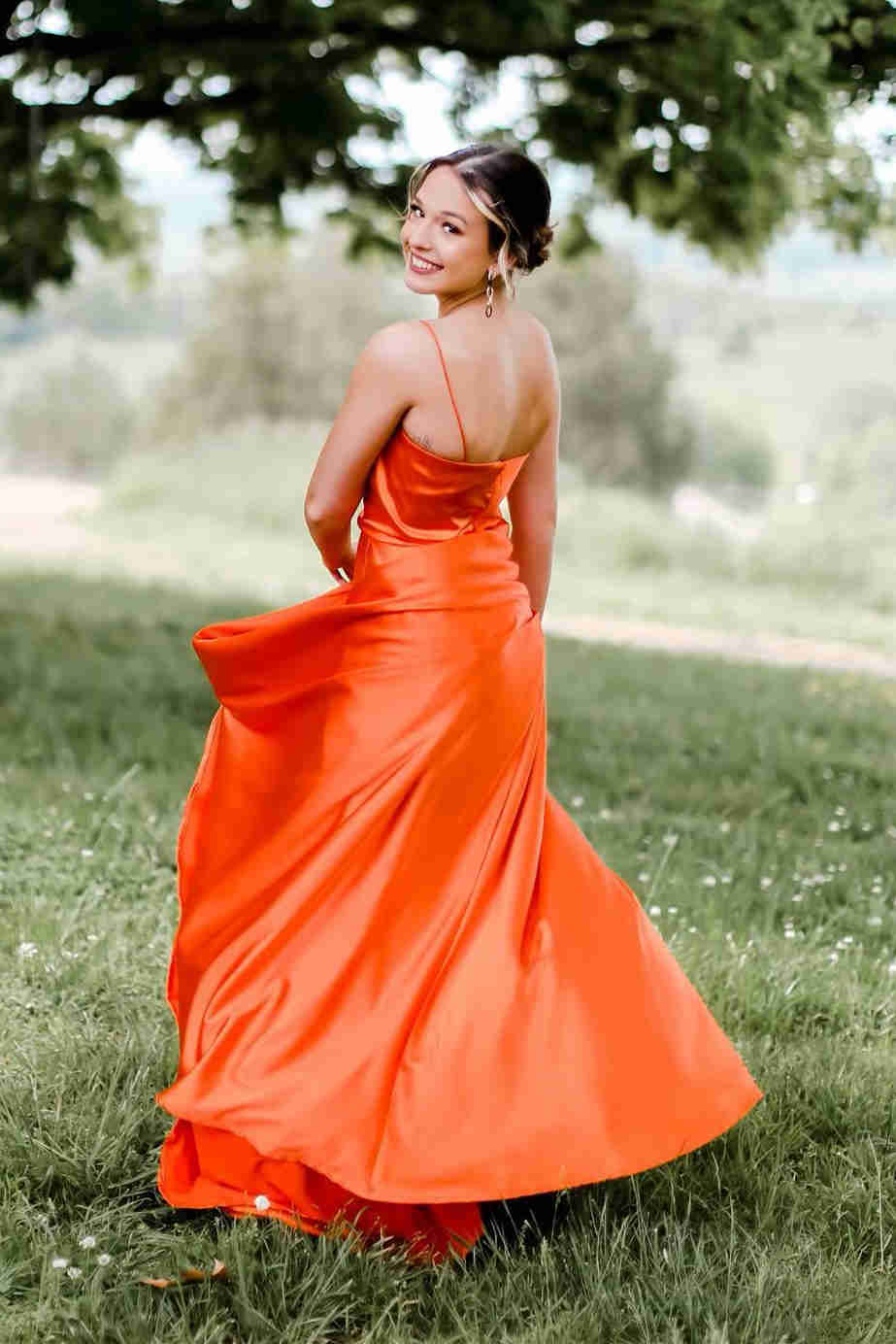 DingJiDress Prom Dress Evening Dresses Spaghetti Straps Satin With Slit A Line Floor Length