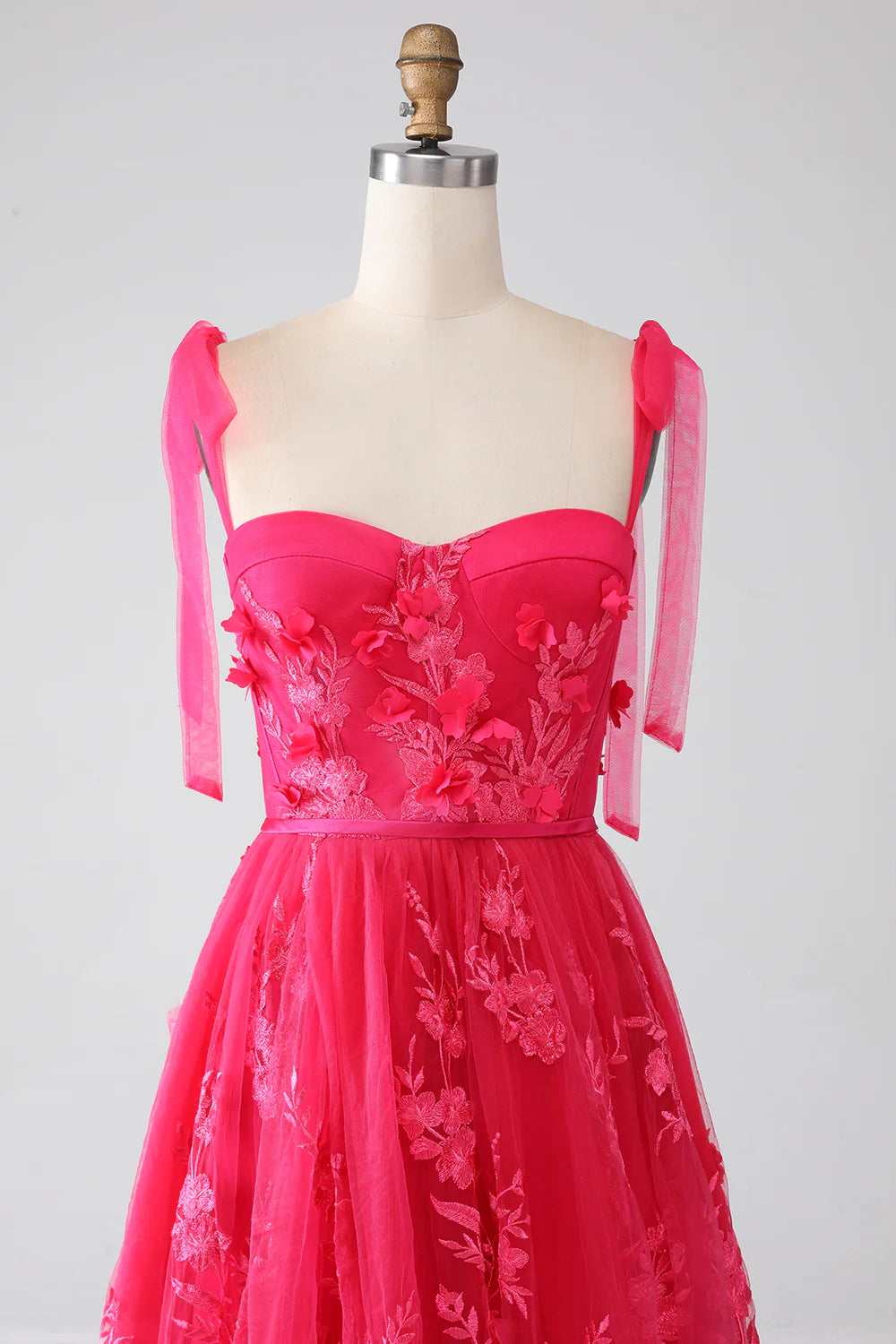 DingJiDress A-Line Spaghetti Straps Fuchsia Long Prom Dress with Slit
