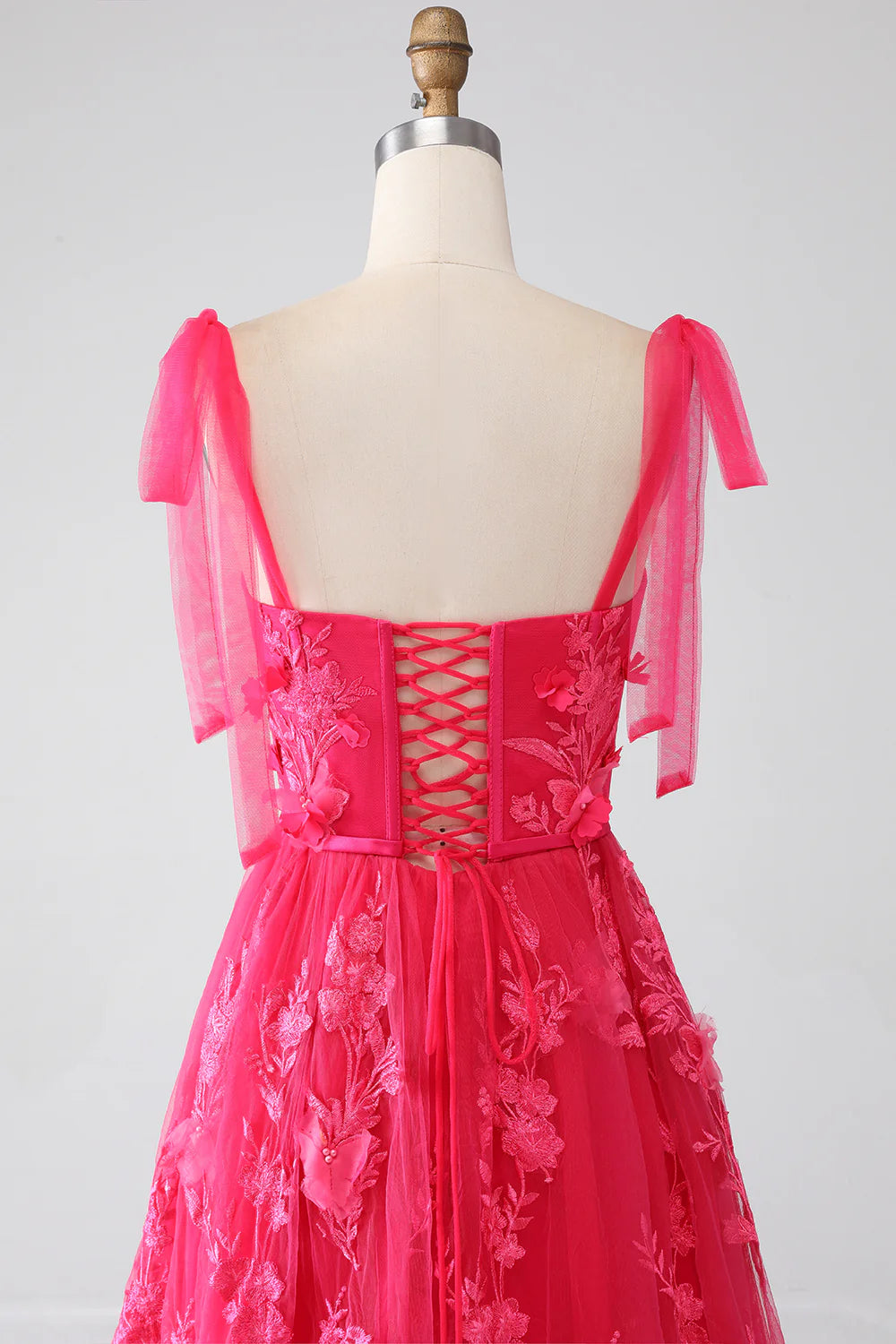 DingJiDress A-Line Spaghetti Straps Fuchsia Long Prom Dress with Slit