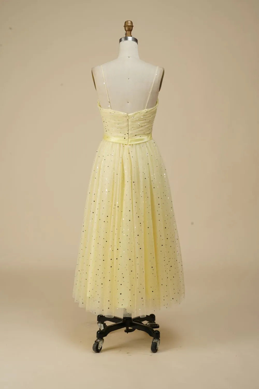 DingJiDress Glitter A-line Spaghetti Straps Party Dress With Belt