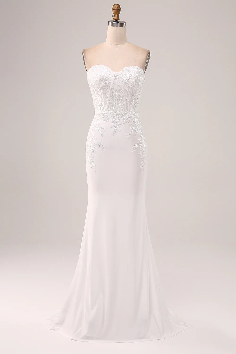 DingJiDress Ivory Strapless Mermaid Wedding Party Dress