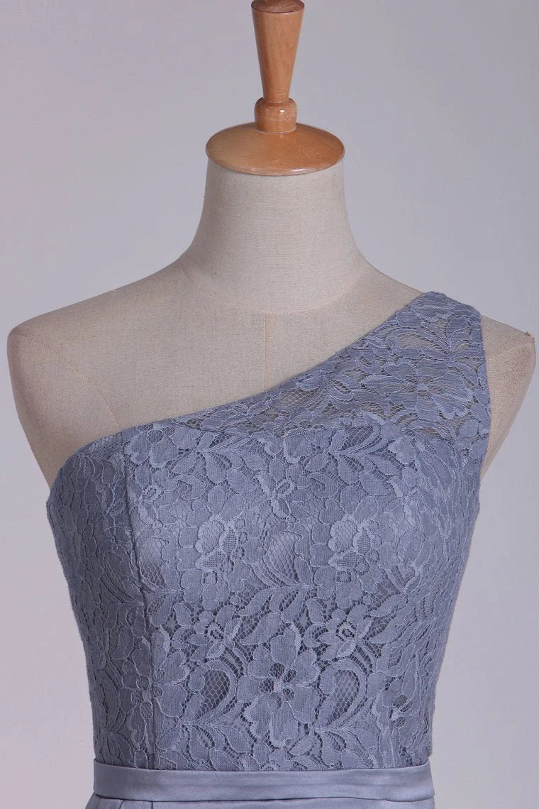 DingJiDress Lace Bridesmaid Dresses Floor LengthChiffon One Shoulder Satin