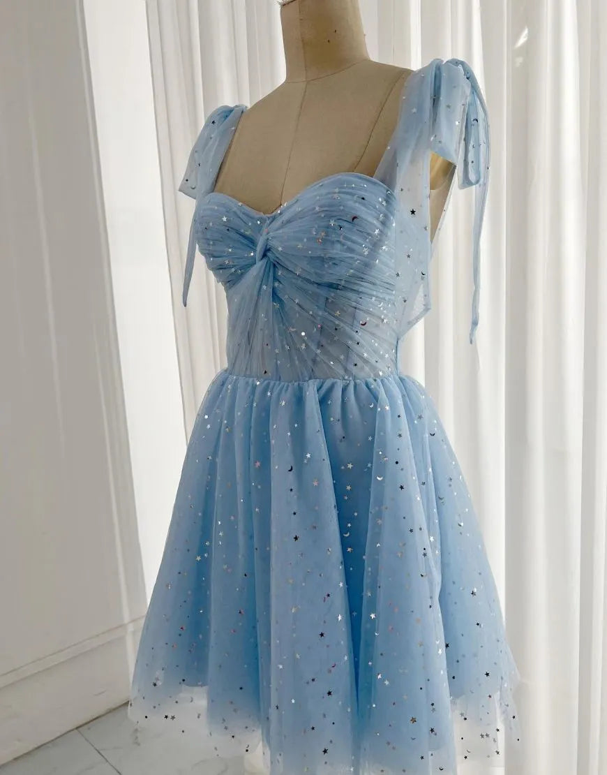 DingJiDress Lovely Tie Straps Corset Back Short Homecoming Dress