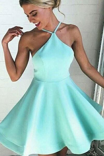 DingJiDress A-Line Satins Homecoming Dresses Backless Short Mini Prom Dresses