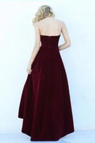 DingJiDress Prom Dresses Modest High Low Burgundy Prom Gowns