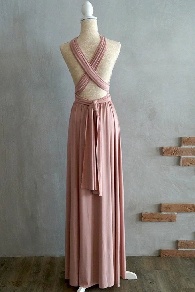 DingJiDress Open Back Pink Prom Dresses Bridesmaid Dresses Simple Elegant