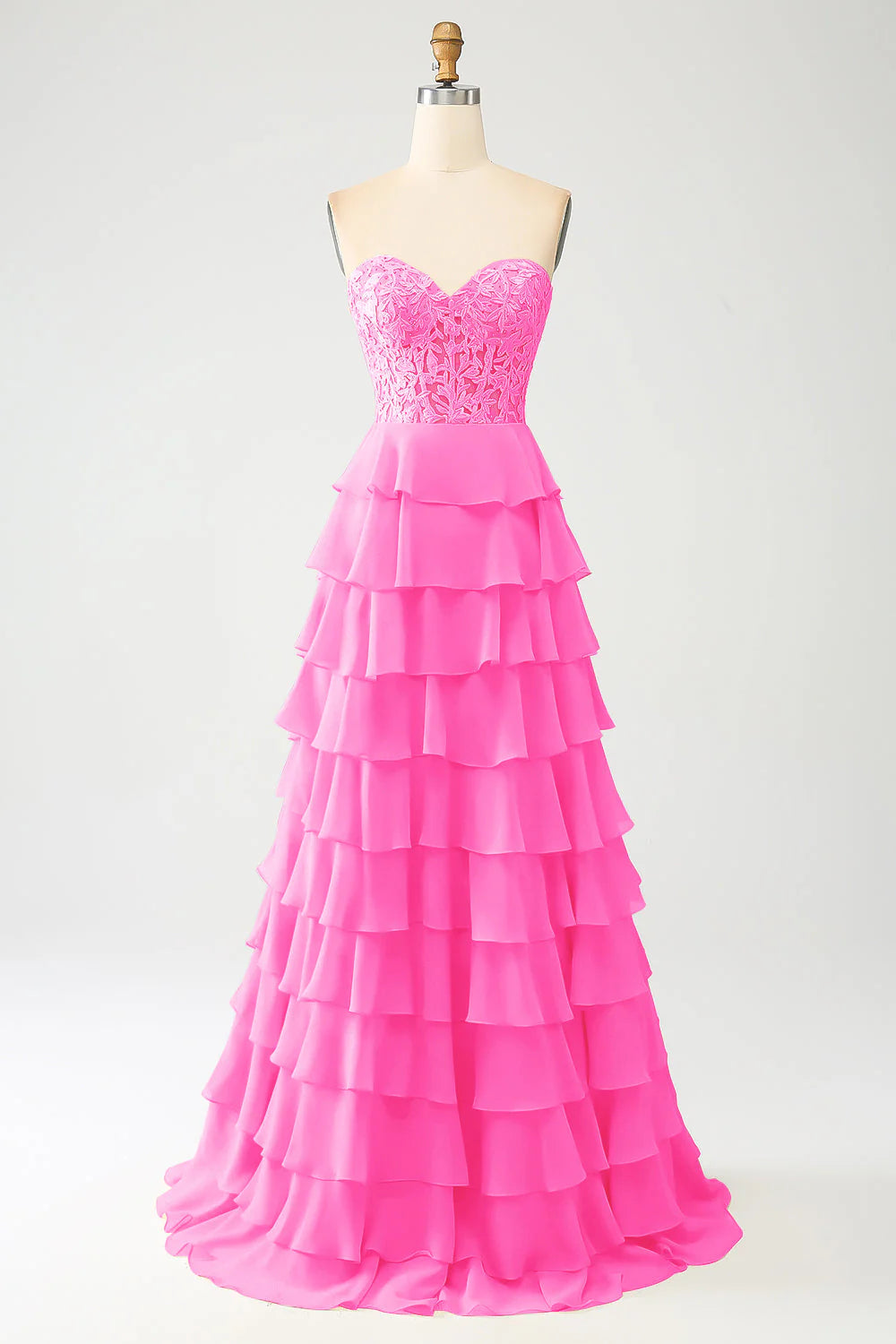 DingJiDress Yellow Sweetheart Tiered Long Prom Dress