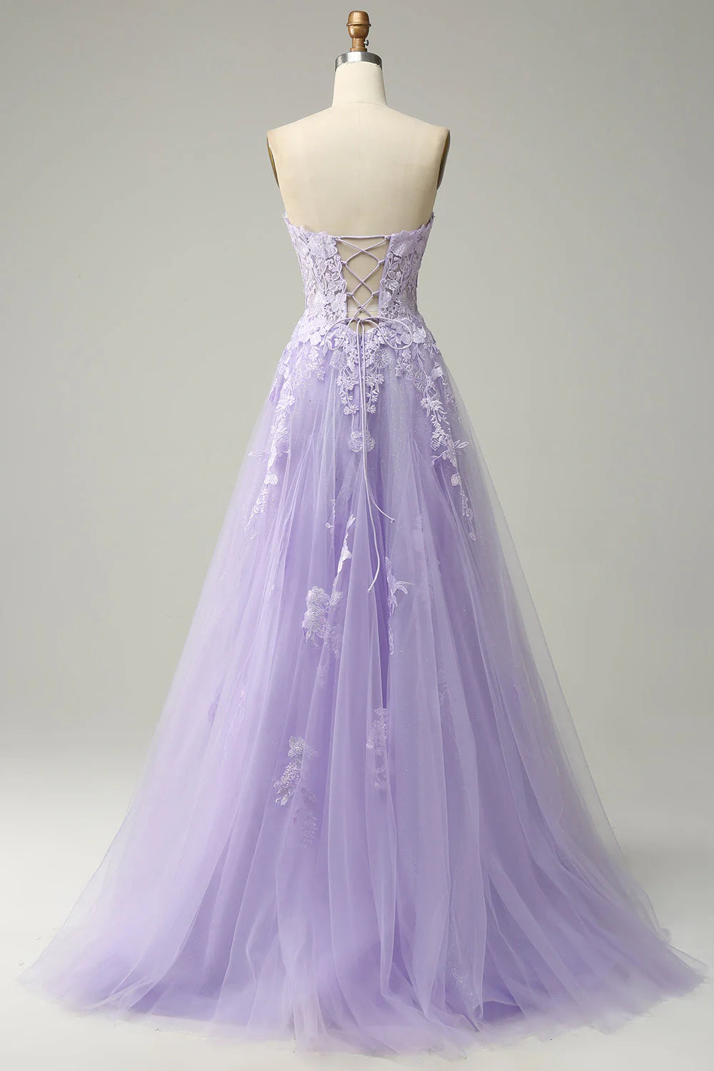 DingJiDress A Line Spaghetti Straps Long Purple Prom Dress with Appliques