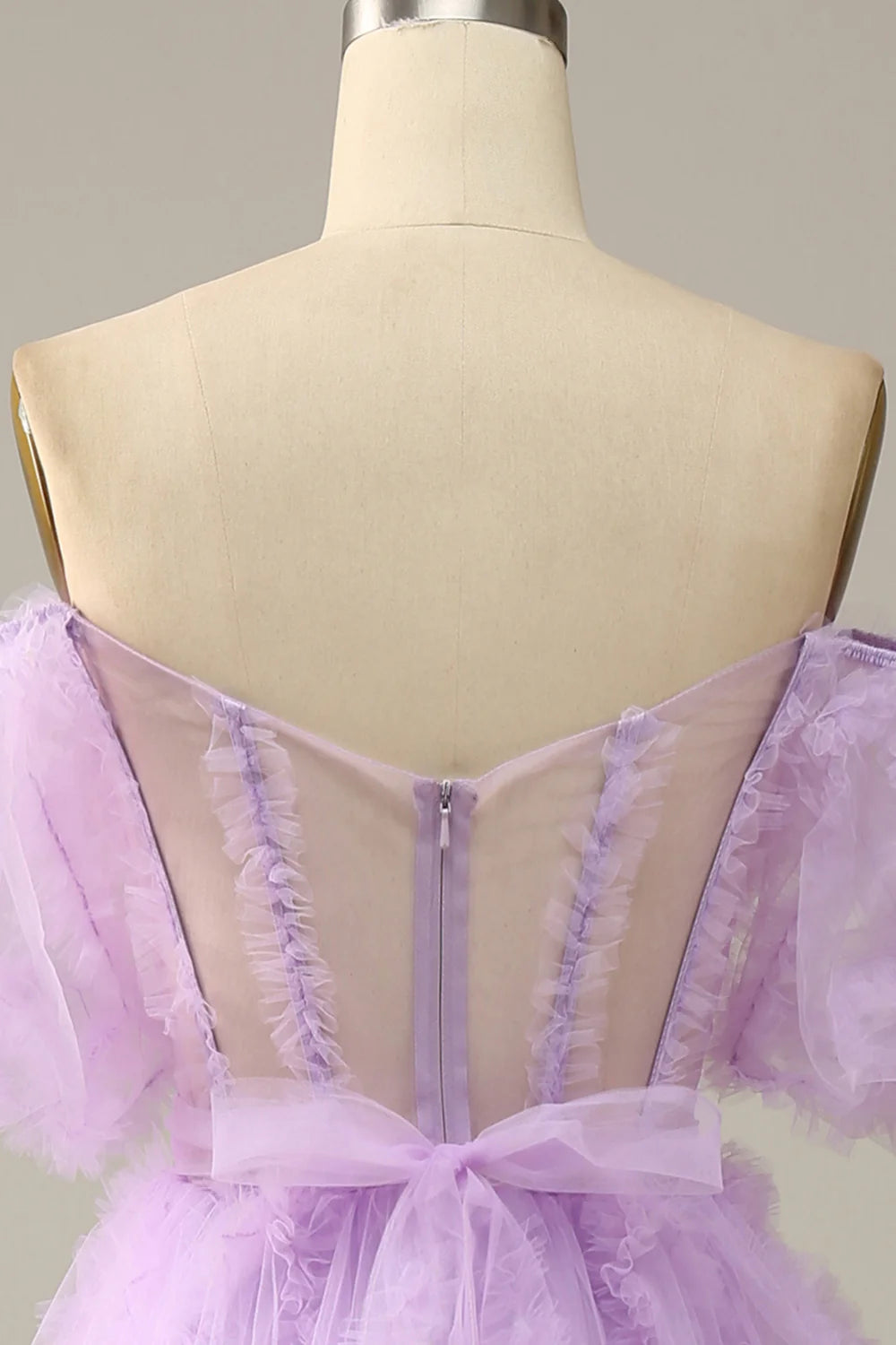 DingJiDress Purple Tulle Off The Shoulder Prom Dress