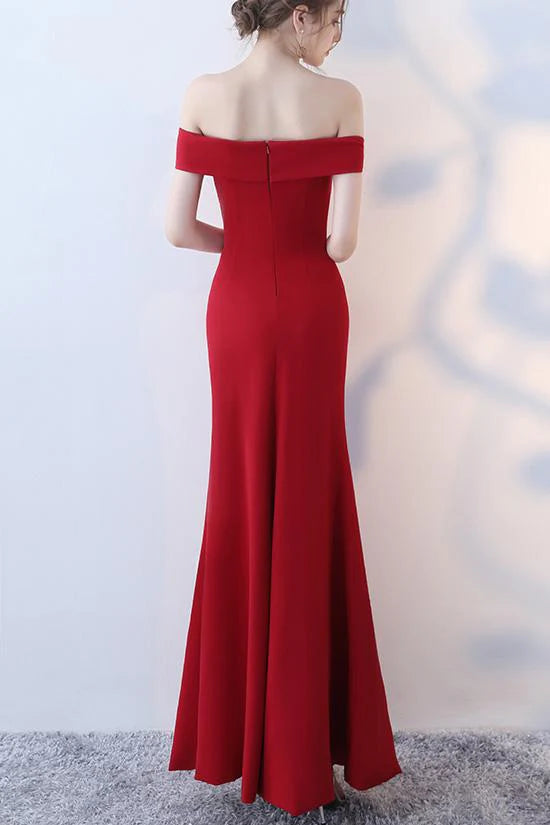 DingJiDress Prom Dress Full Length Mermaid Sexy Off Shoulder Sleeves Slit