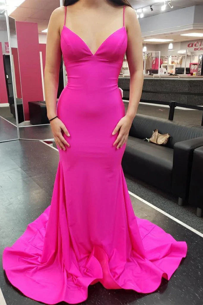 DingJiDress Evening Dresses Straps Floor Length Satin Mermaid Prom Dresses