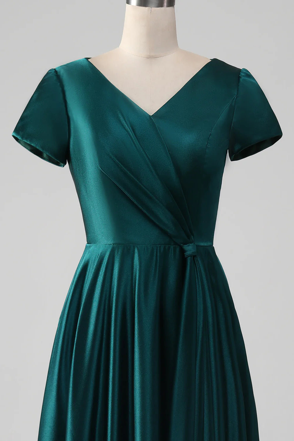 DingJiDress Elegant Bridesmaid Dresses Peacock A-Line Tea-Length Satin Mother of the Bride Dress With Cascading Ruffles Fall Wedding Guest Dress November