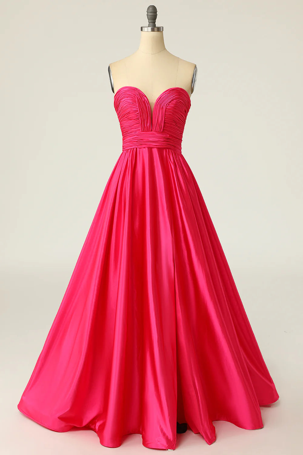 DingJiDress A Line Sweetheart Fuchsia Long Prom Dress with Ruched