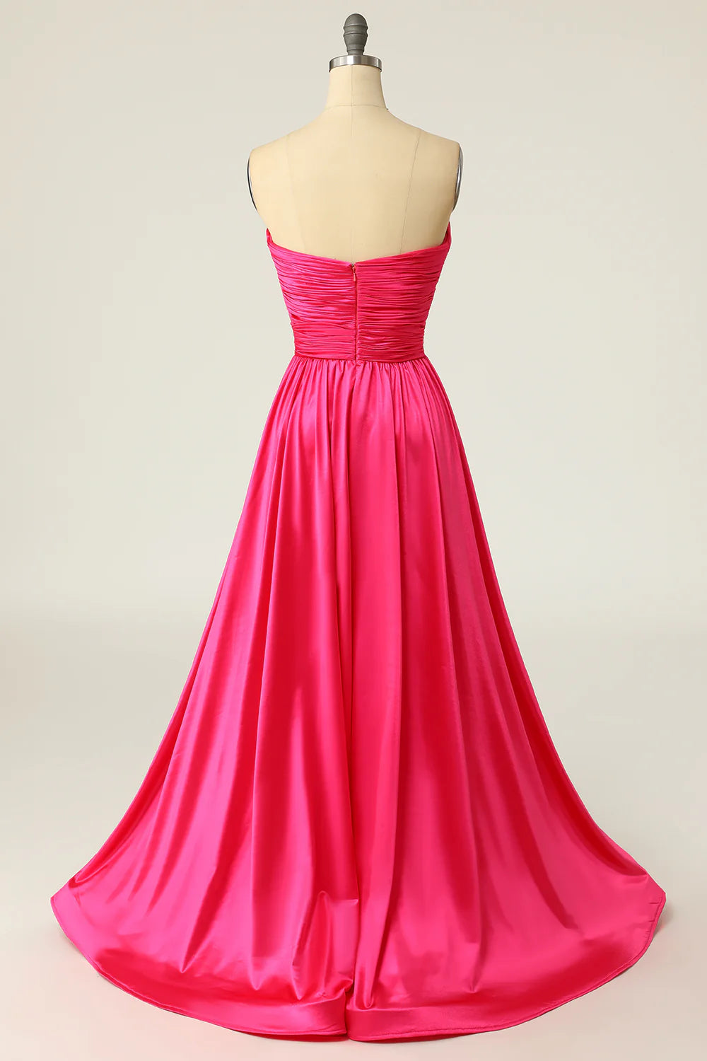 DingJiDress A Line Sweetheart Fuchsia Long Prom Dress with Ruched