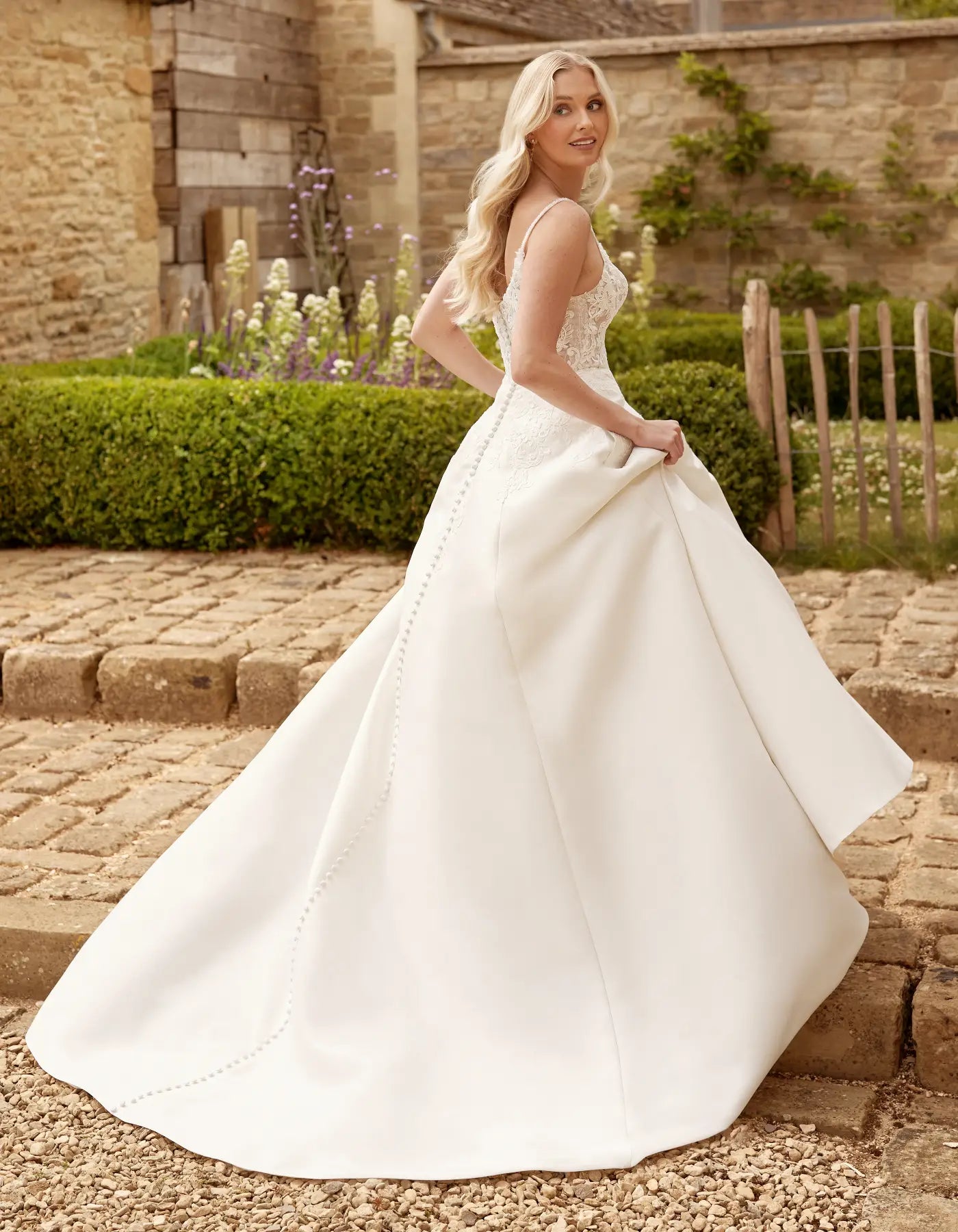 DingJiDress a contemporary mikado and lace a-line with pockets