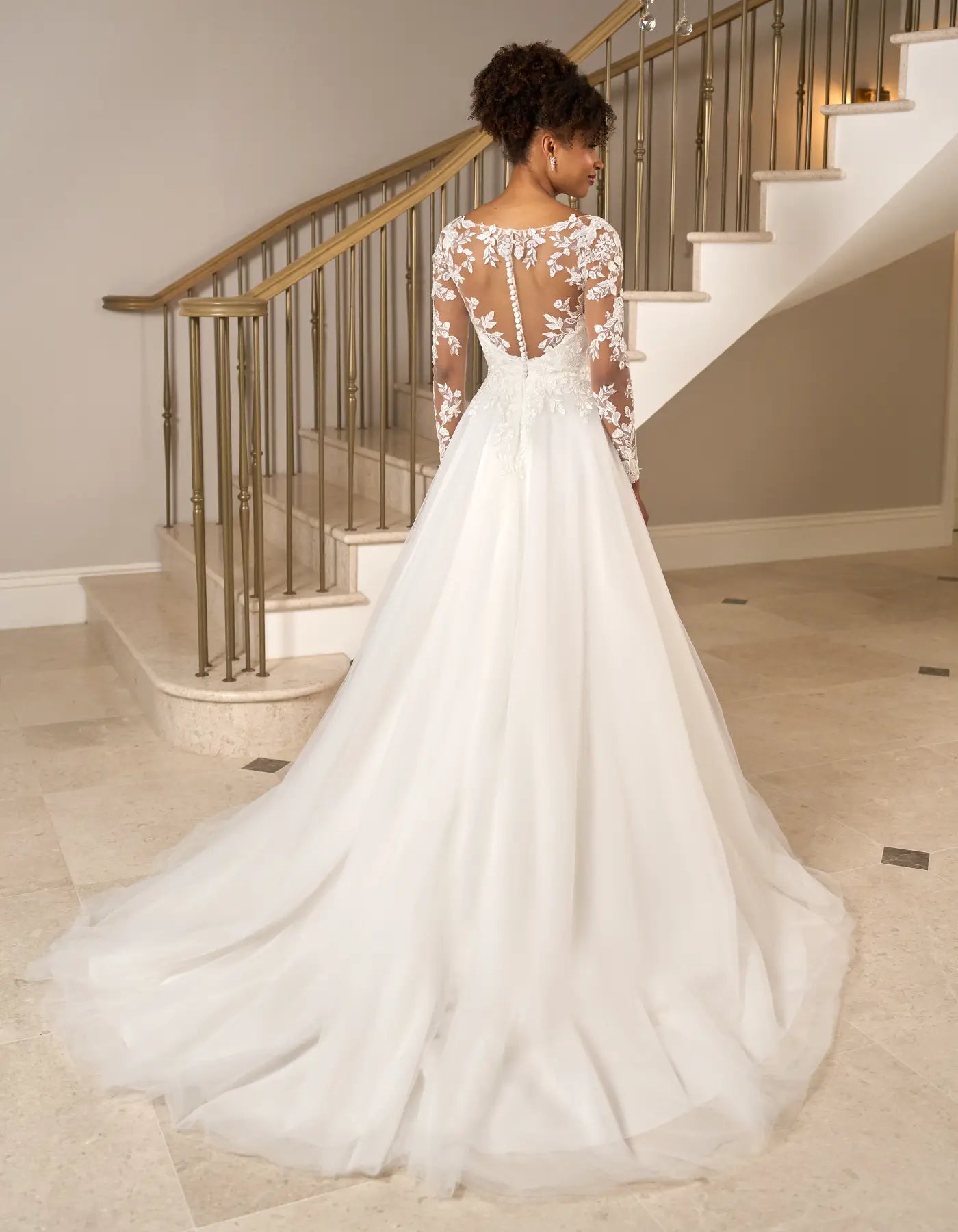 DingJiDress a long sleeve a-line with illusion back