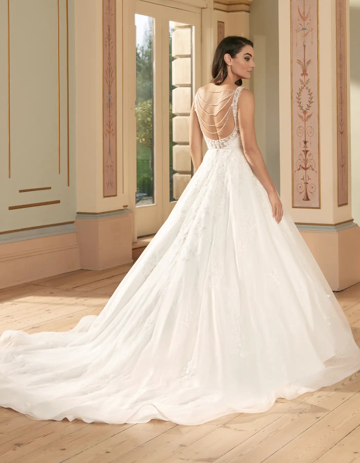 DingJiDress luxury lace a-line with straps and draped beading