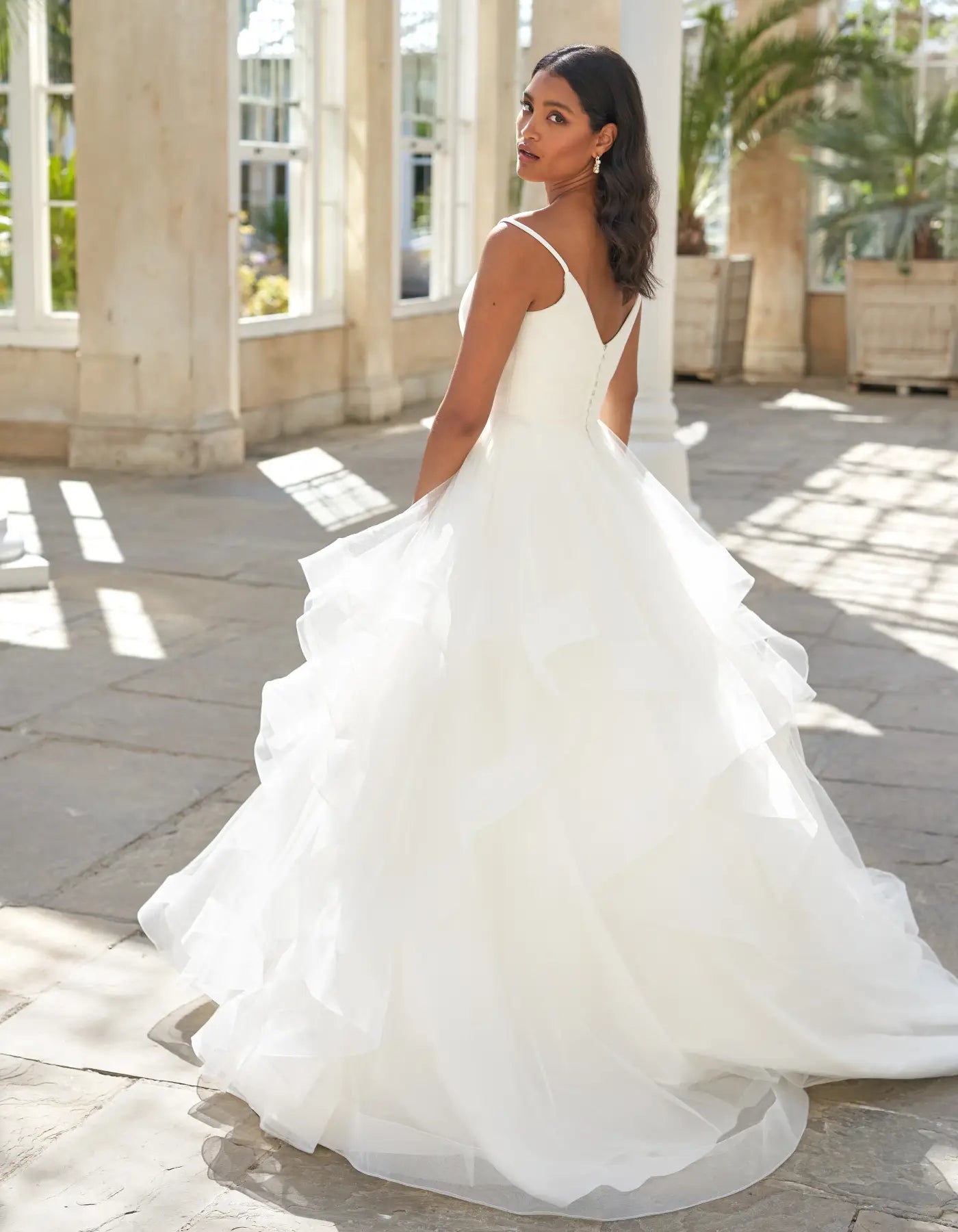 DingJiDress a tulle ballgown with ruffle waterfall skirt