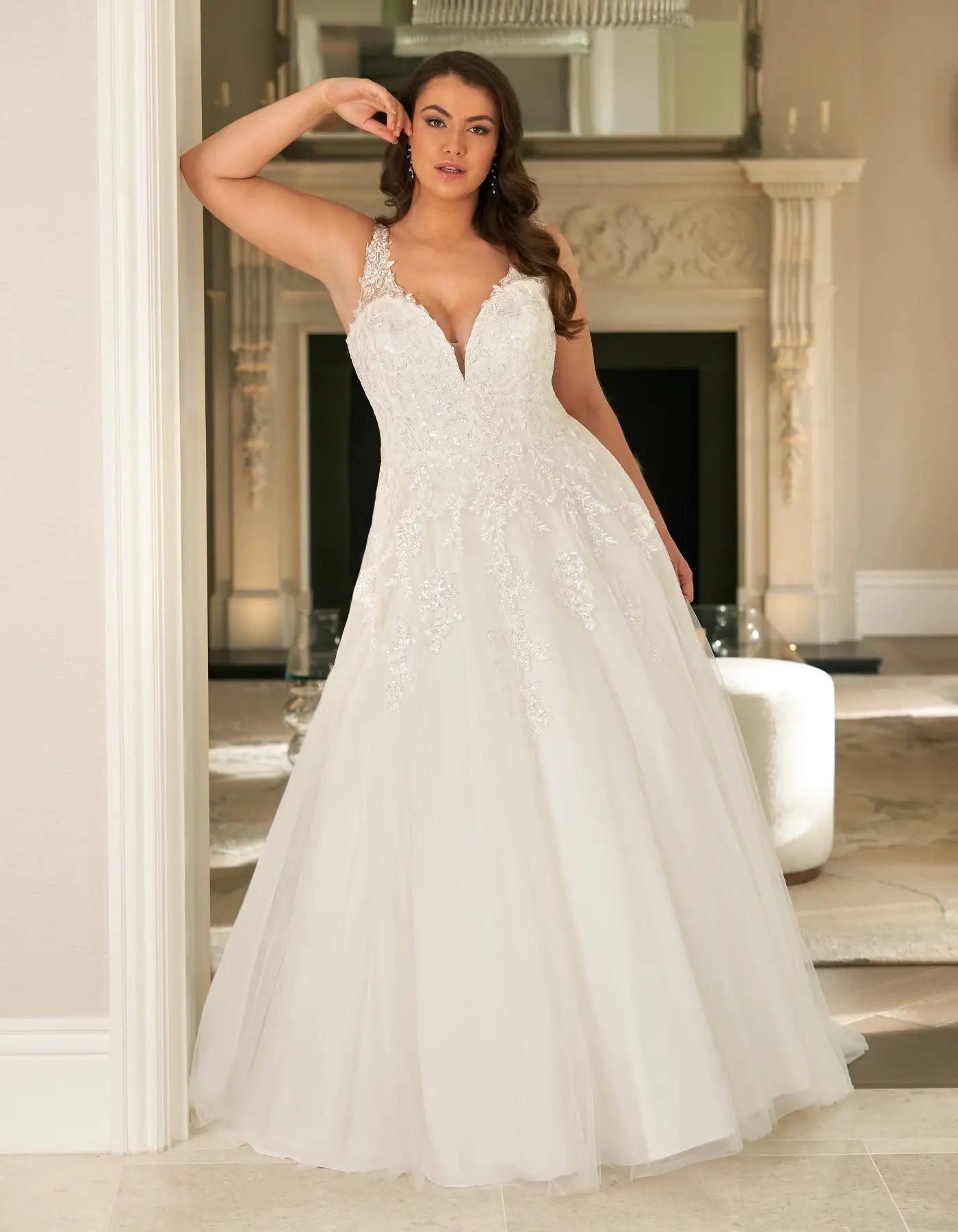 DingJiDress an understated slim a-line with lace illusion straps