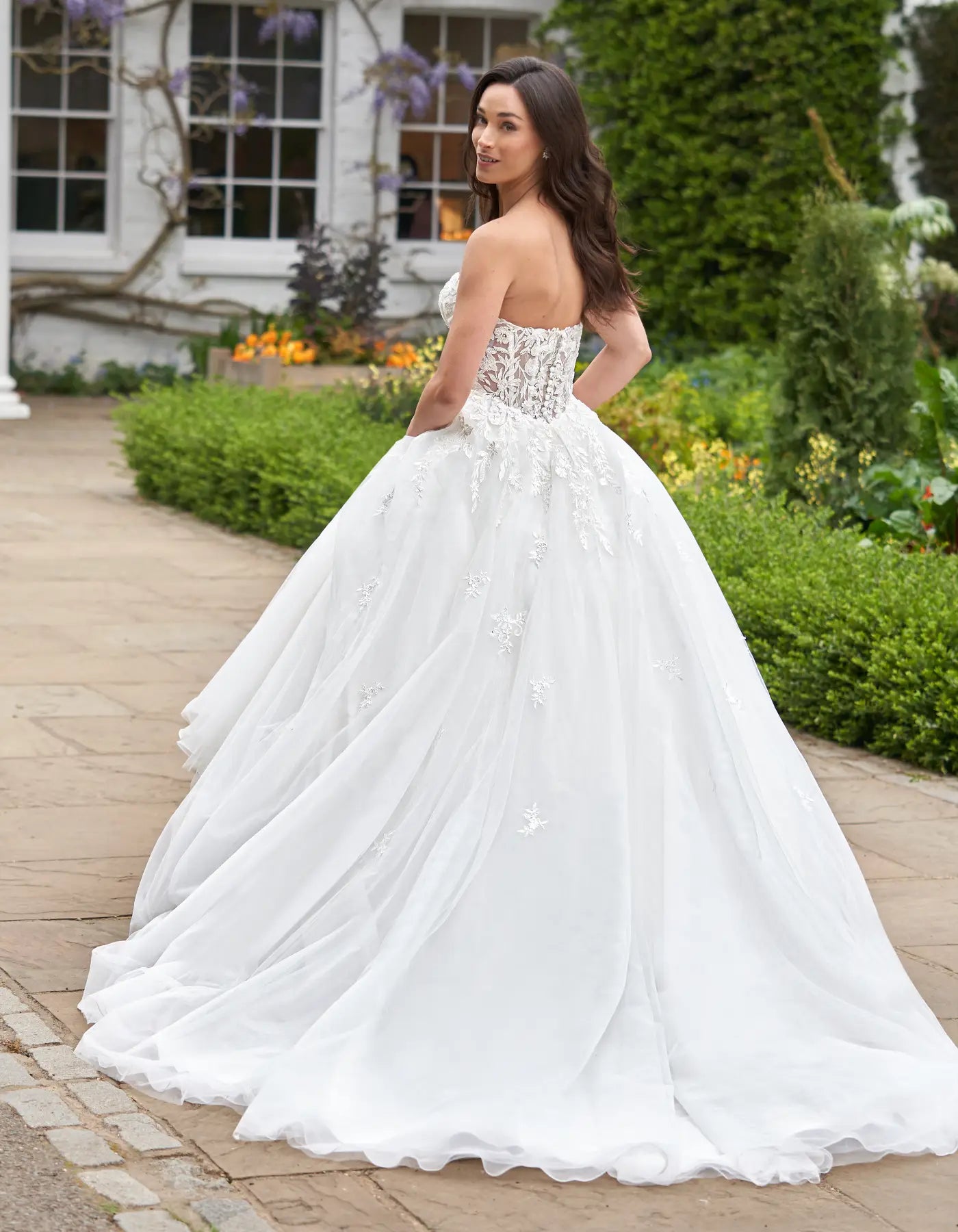 DingJiDress a strapless illusion bodice ballgown with full tulle skirt