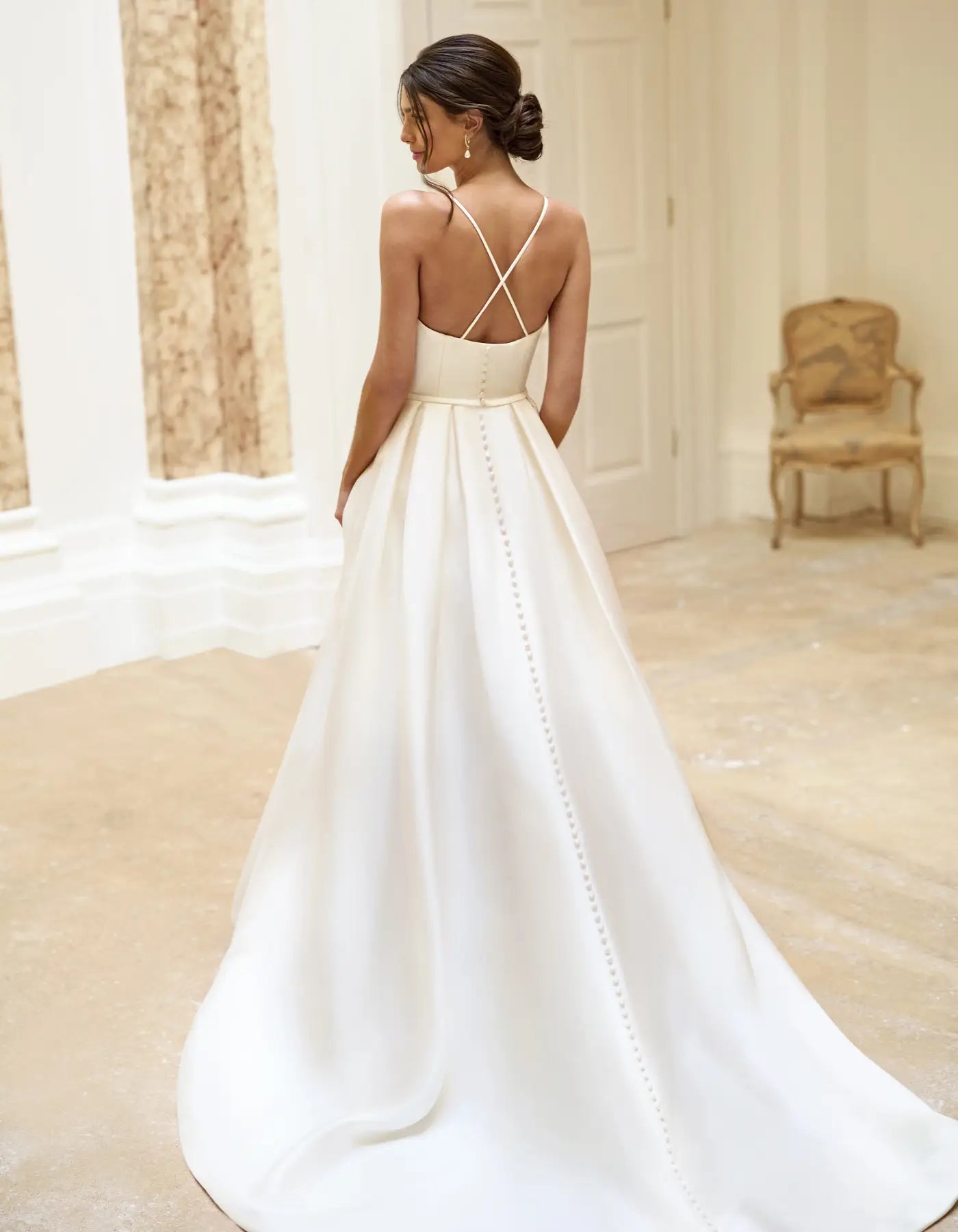 DingJiDress a mikado a-line with spaghetti straps