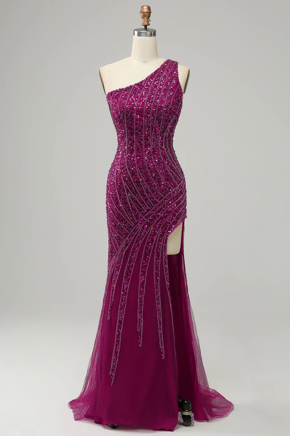 DingJiDress One Shoulder Sequin Prom Dress with Slit