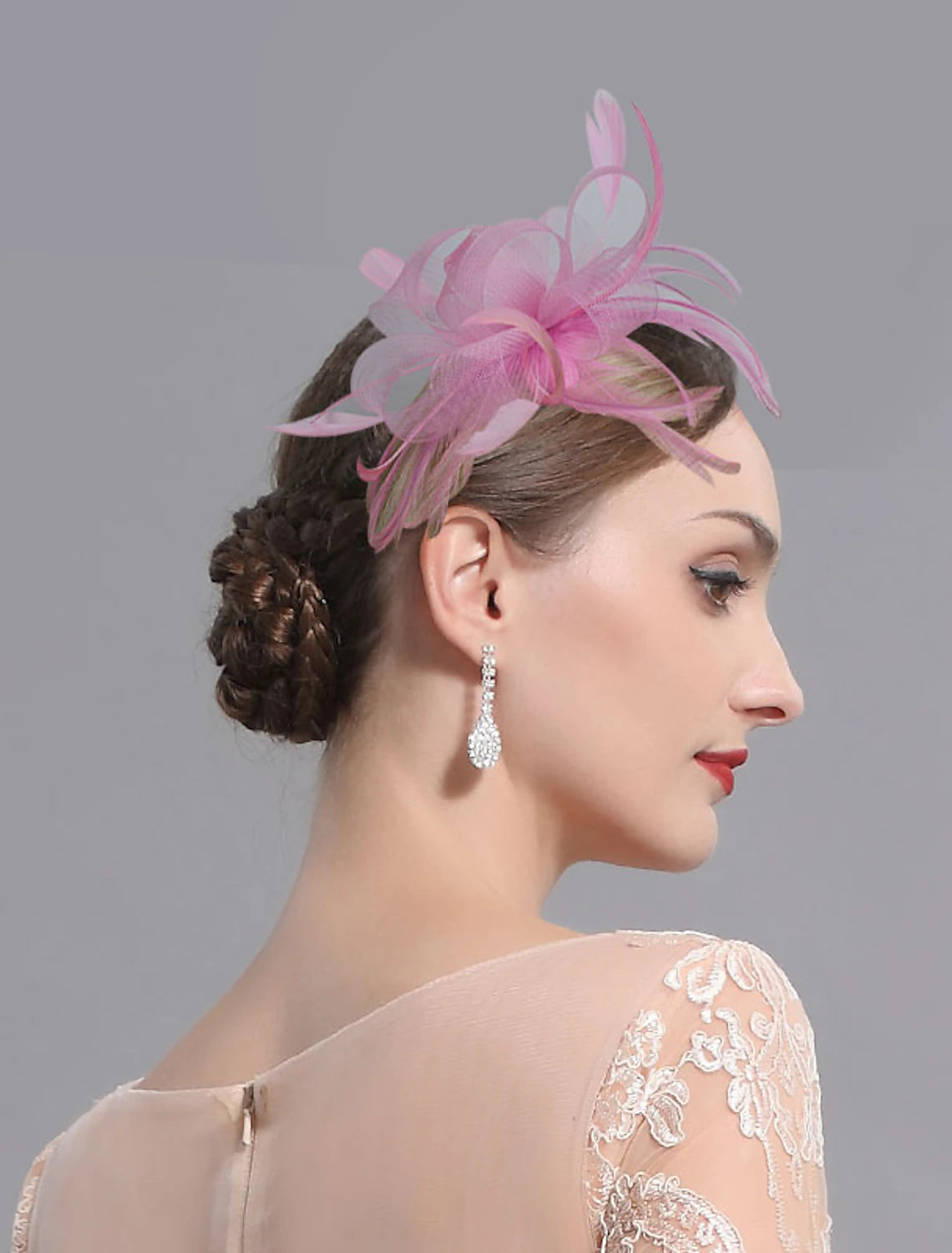 DingJiDress Feather / Net Fascinators / Headwear with Floral 1PC Wedding / Ladies Day / Melbourne Cup Headpiece