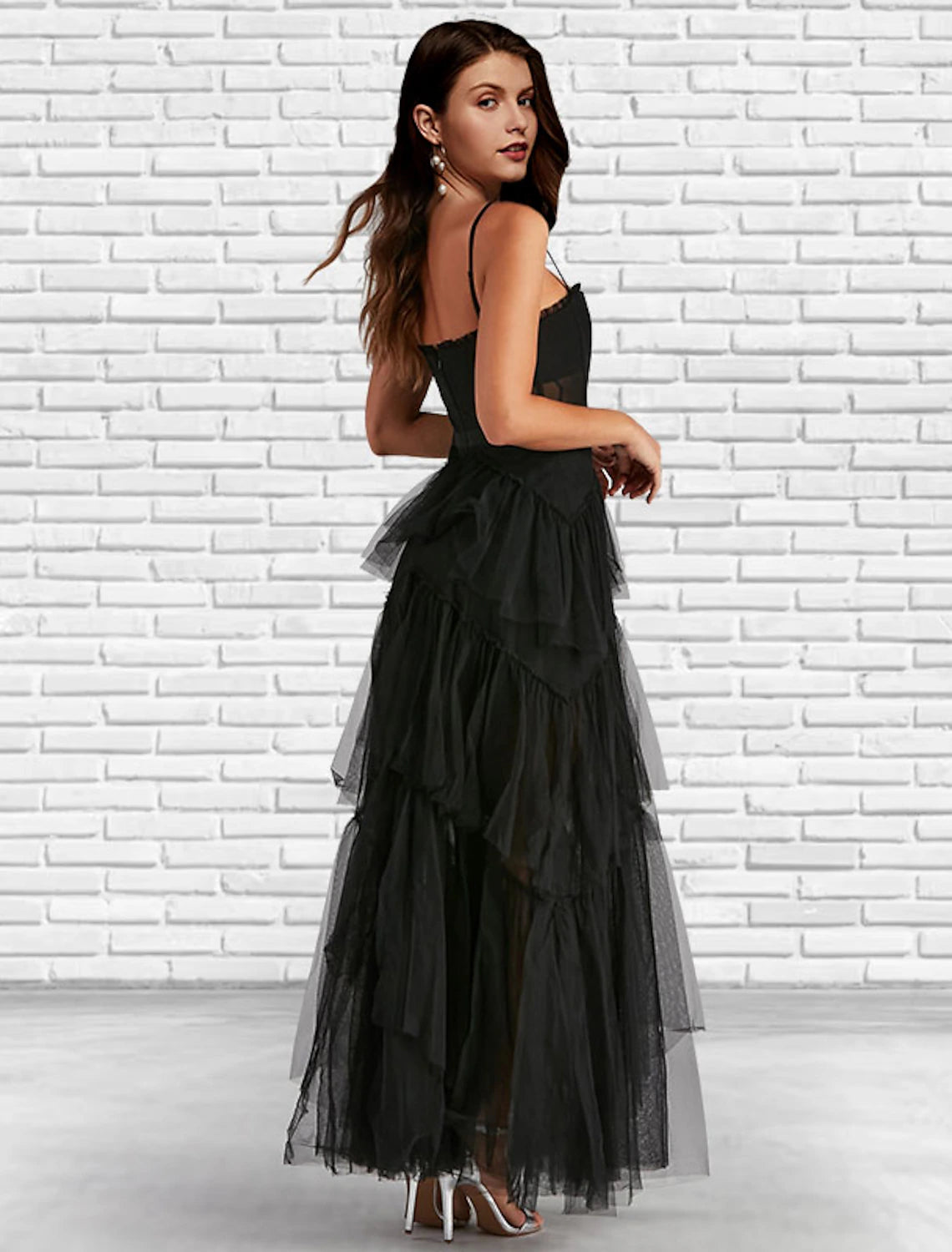 A-Line Prom Dresses Corsets Dress Party Wear Ankle Length Sleeveless Strapless Tulle Ladder Back with Ruffles