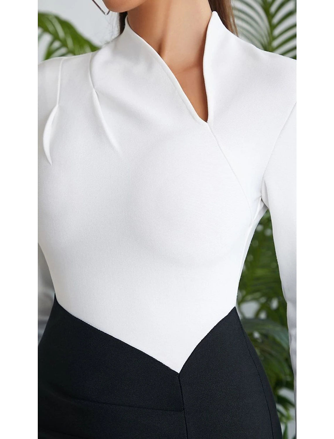 Sheath Black Dress Evening Gown Elegant Dress Formal Wedding Guest Floor Length Long Sleeve V Neck Stretch Fabric
