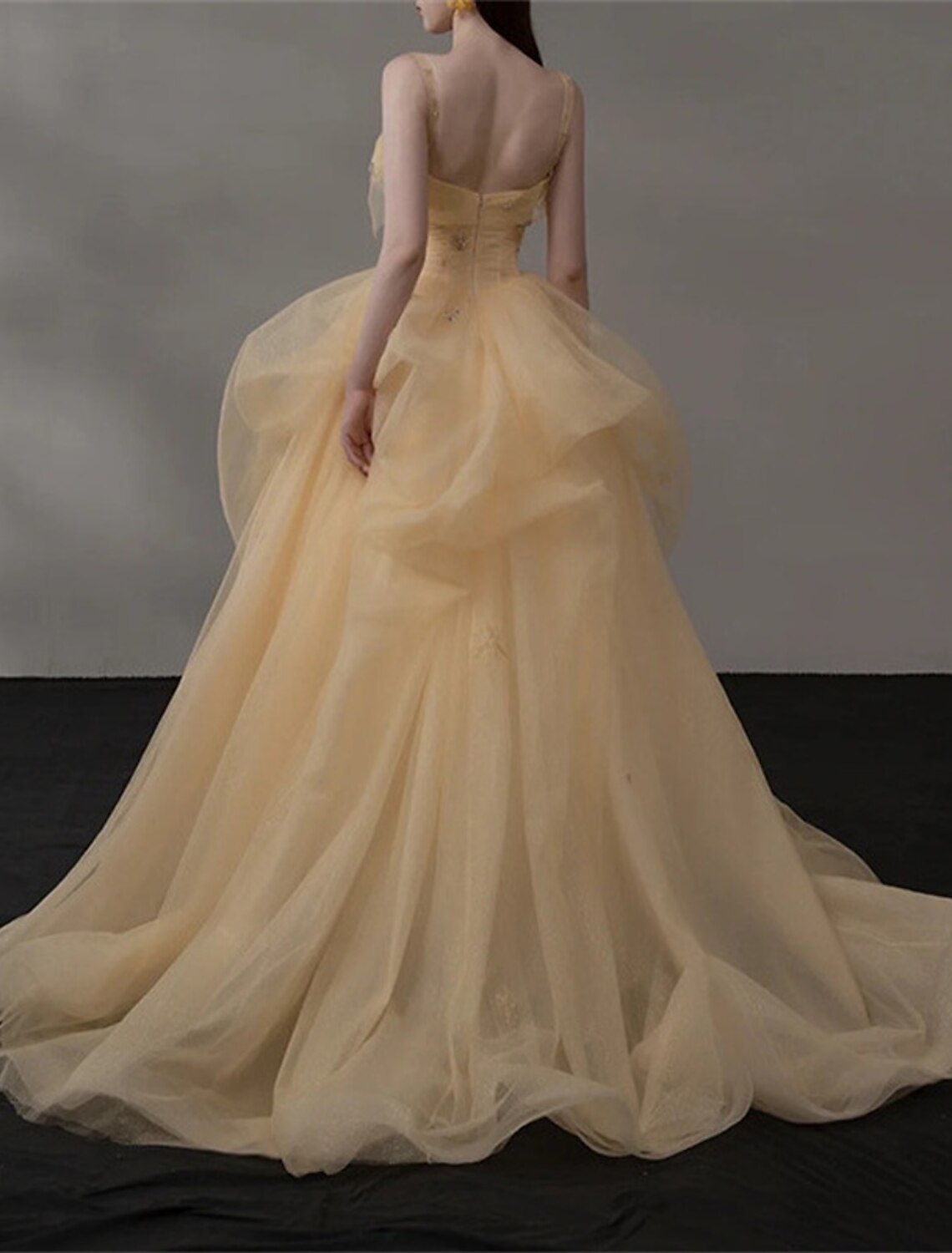 Ball Gown Quinceanera Dresses Princess Dress Performance Sweet 16 Court Train Sleeveless Spaghetti Strap Tulle with Appliques