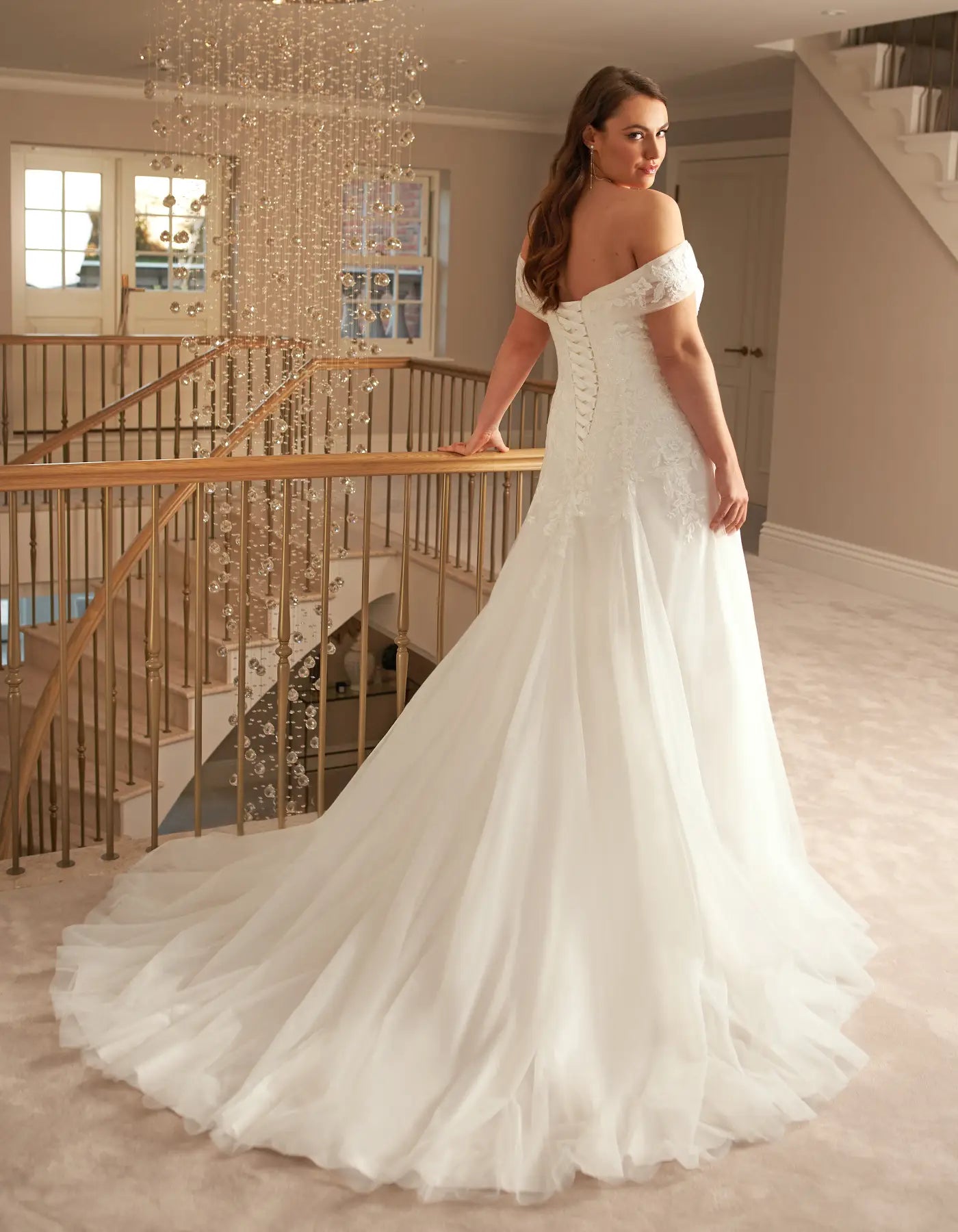 DingJiDress an elegant fit and flare with off-the-shoulder straps