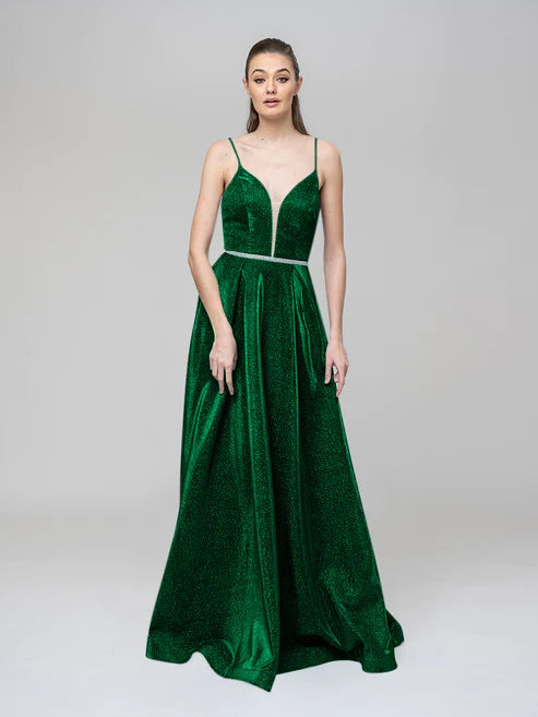 DingJiDress Plunging V Neck Criss Cross Back A Line Prom Dresses