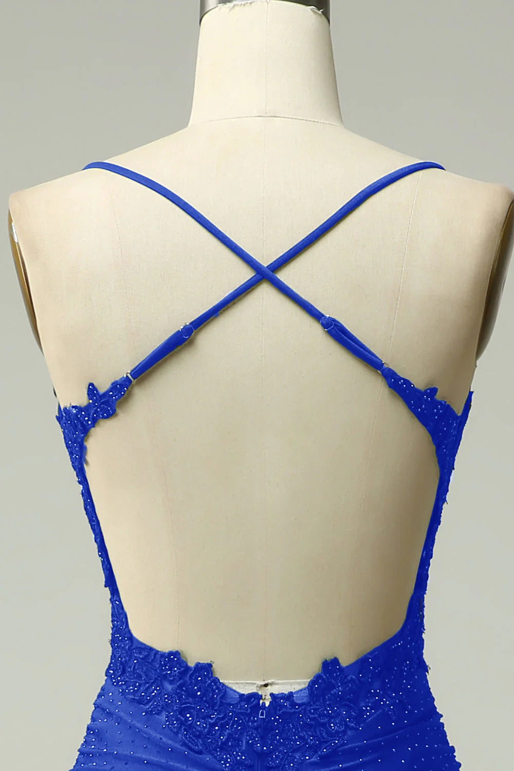 DingJiDress Trendy Mermaid Halter Neck Royal Blue Long Prom Dress with Appliques Beading