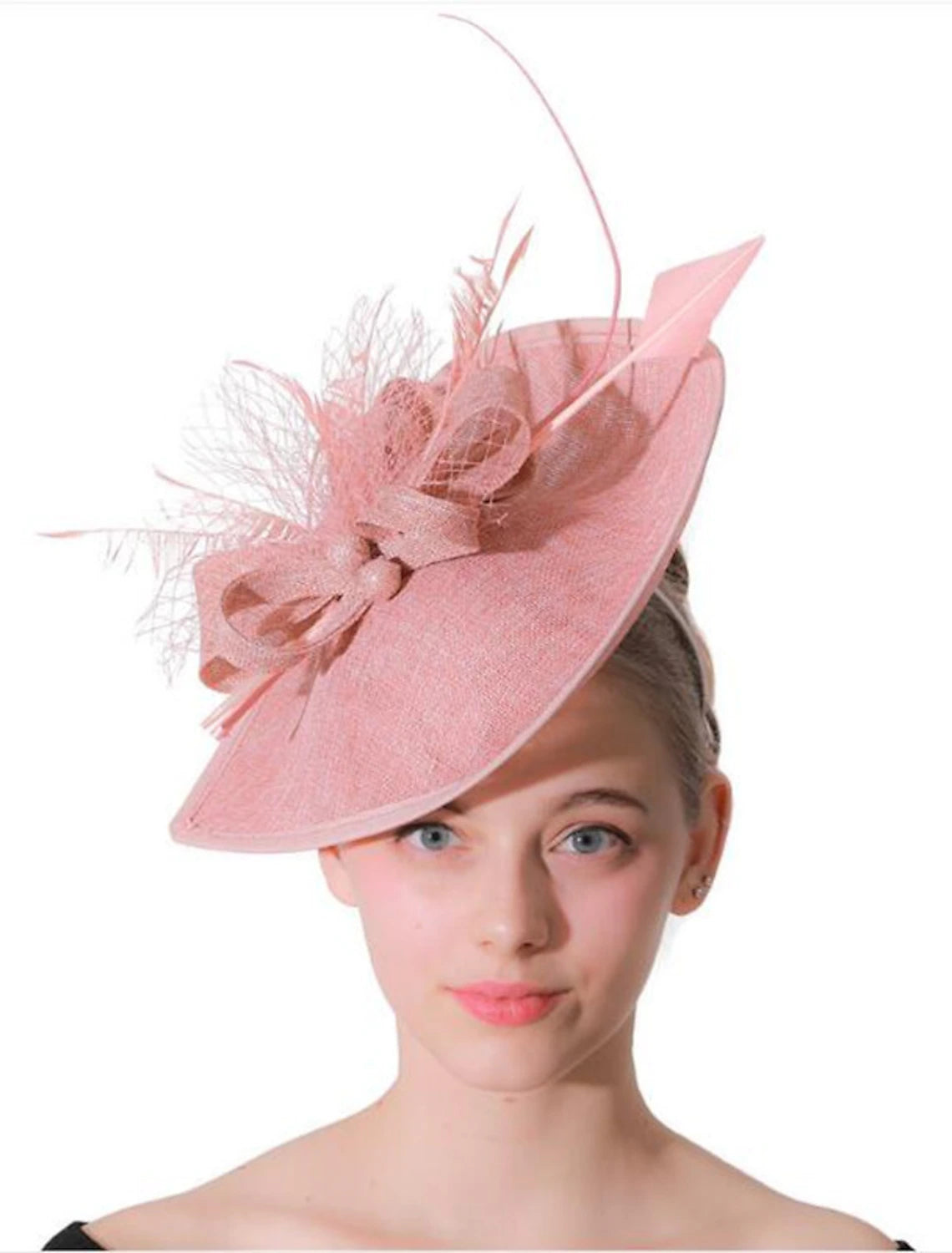 DingJiDress Fascinators Kentucky Derby Hat Headpiece Flax Bucket Hat Saucer Hat Wedding Party / Evening Cocktail Royal Astcot Elegant Wedding With Feathers / Fur Headwear