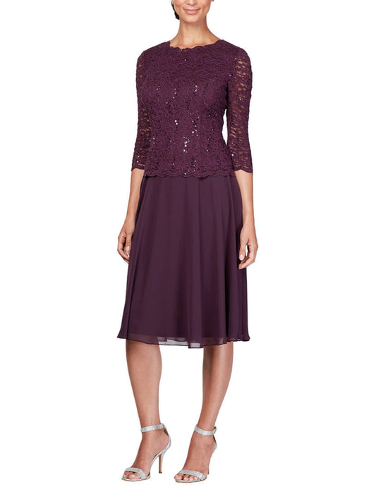 Mother of the Bride or Groom Dresses Tea Length Chiffon Sequin Formal Dress Wedding Guests Dresses