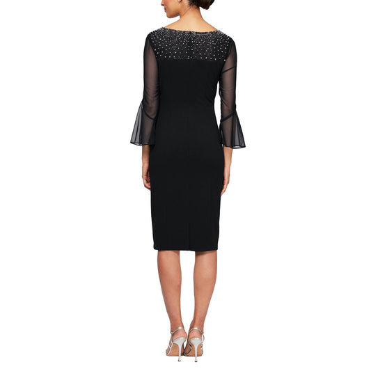 DingJiDress Mother of the Groom / Bride Dresses Short Shift Dress with Embellished Illusion Detail Formal Dresses Wedding Guest Dress